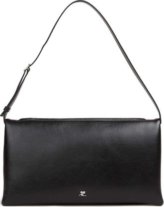 Courr&egrave;ges Rectangular Black Handbag with Adjustable Shoulder Strap