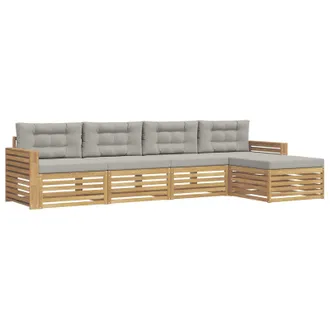 vidaXL Set Di Divani Da Esterno 5 Pz Bianco E Grigio Chiaro Vidaxl