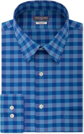 Van Heusen Mens Fit Flex Collar Check Dress Shirt Aqua Size 16-36-37