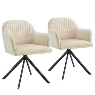 TecTake Armchair Lona Set Of 2 - Cream/Black in Cream | Size: 2 Pack