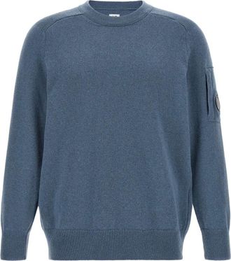 C.P. Company C.p. Company - Crewneck Lens Raglan Sweater - Heren - Truien - Blauw - Maat: M Wol