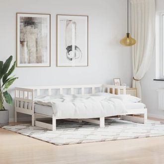 Berkfield Home Daybed with Trundle White 80x200 cm Solid Wood Pine