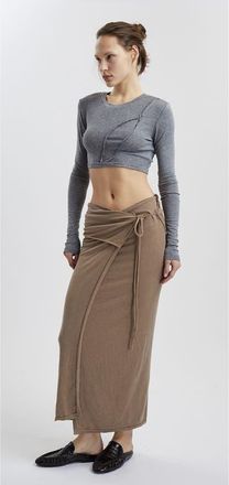 Mother of All Pepper Long Sleeves Crop Top in Grey at Nordstrom, Size X-Small