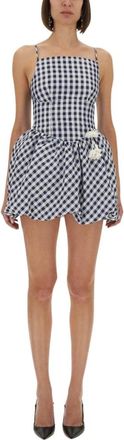 Self Portrait Geborduurd Sweetheart Hals Midi Jurk - Dames - Korte kleedjes - Blauw - XS - Kleedjes