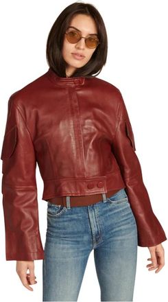Petar Petrov Bordeaux Leren Jas - Dames - Leren en Su&egrave;de Jassen - Rood - XS - Leer - Jassen