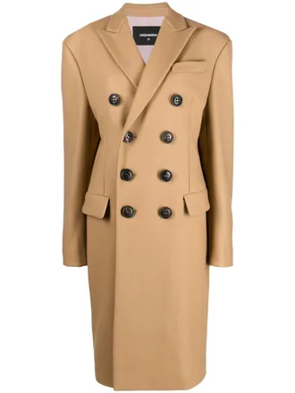 Dsquared2 double-breasted coat - women - Polyamide/Spandex/Elastane/Polyester/Virgin Wool - 44 - Neutrals