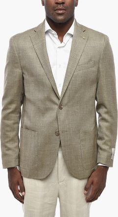 Corneliani CC COLLECTION Blazer Semifoderato in Misto Seta Herringbone Corneliani