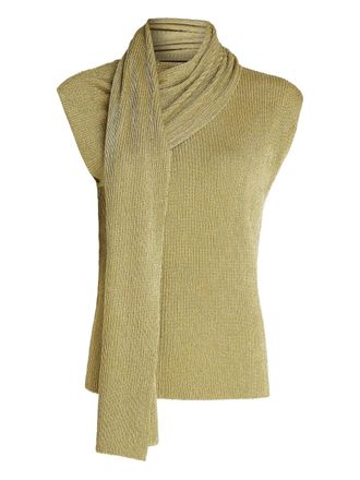 Karl Lagerfeld attached-scarf top - women - Metallic Fibre/Elastane/Viscose - S - Gold