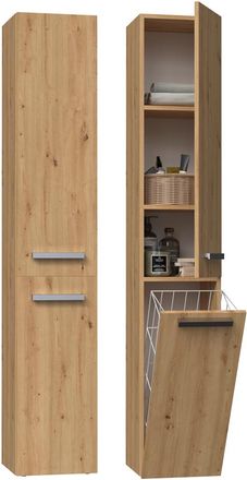 Topeshop Yana - Mueble De Cuarto De Ba&ntilde;o Con Cesto De Ropa - 31x30x174 Cm - Columna De Almacenamiento Para Cuarto De Ba&ntilde;o