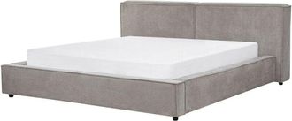 Beliani EU Super King Size Waterbed Grey Fabric Upholstery 6ft with Thick Padded Headboard Footboard LINARDS
