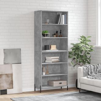 vidaXL Aparador Alto Madera Ingenier&iacute;a Gris Hormig&oacute;n 69,5x32,5x180 Cm Vidaxl