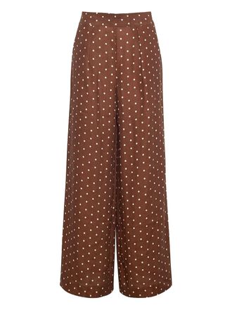 Cara Cara Josephine polka-dot linen trousers - women - Linen/Flax - 2 - Brown