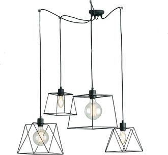 Luce-Ambiente-Design Luz de techo de metal negro con quatro luces