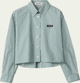 Miu Miu Check Cropped Button-Front Shirt