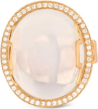 Goshwara Anello Rock N Roll in oro giallo 18 carati con diamanti e quarzi di luna