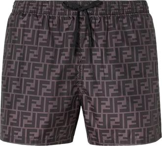 Fendi Tech Fabric Zwemshorts - Heren - Strandmode - Grijs - S - Polyester - Badmode