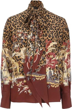 Etro Overhemden, Dames, Veelkleurig, M, Lange Mouwen Geprinte Zijde Blouse