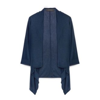 Elena Miro Truien & Vesten, Dames, Blauw, 2Xl, Katoen, Lang Lichtgewicht Vest