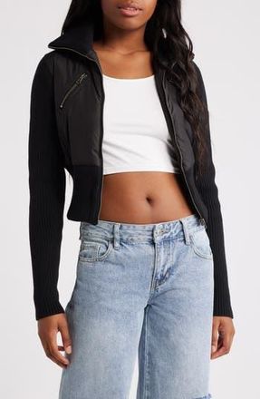 BDG Shrunken Mixed Media Jacket in Black at Nordstrom Rack, Size X-Large