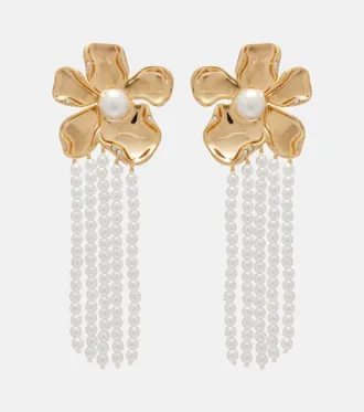 Self Portrait Embellished faux pearl drop earrings