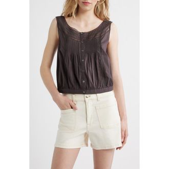 Madewell Lace Inset Pintuck Sleeveless Top in Chocolate Plum at Nordstrom, Size Xx-Small