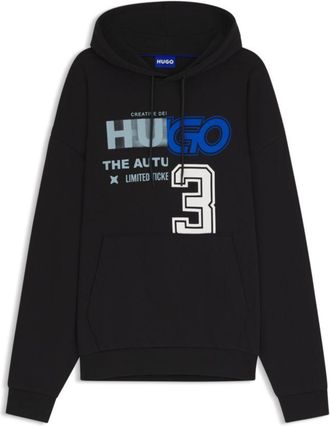 HUGO BOSS Cotton-terry hoodie with mixed artwork print