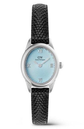 Daniel Wellington Ophelia Mini Leather Strap Watch, 22mm x 25.5mm in Silver-Tone/Blue/Black at Nordstrom