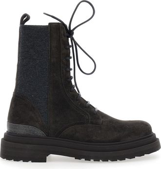 Brunello Cucinelli Brown Lace-up Ankle Boots