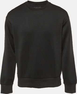 Emporio Armani Black Technical Jersey Logo Embroidered Sweatshirt