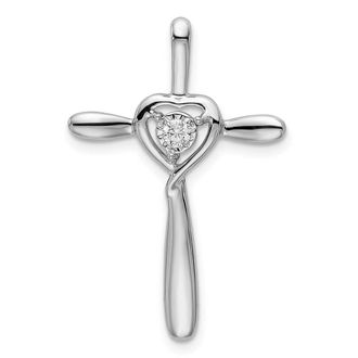 Diamond2Deal 14k White Gold Diamond Heart Omega Slide Pendant