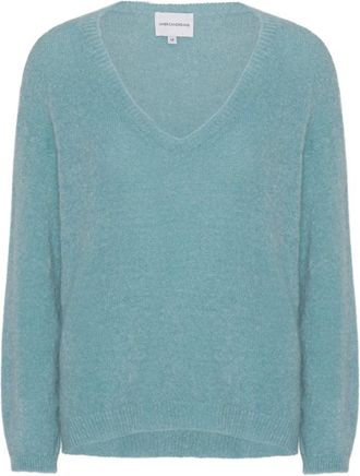 Americandreams Silja V Neck Knit - Dames - V-hals truien - Blauw - L - Wol - Truien & Vesten