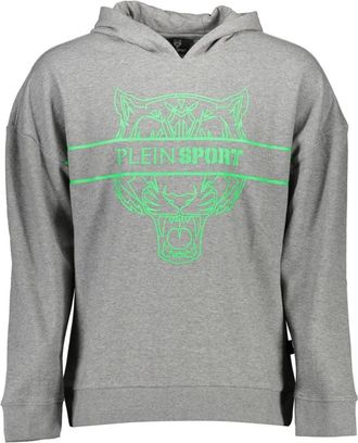 Plein Sport Hoodie Grijs Lange Mouw Contrast Print - Heren - Sportshirts - Grijs - M - Fitness