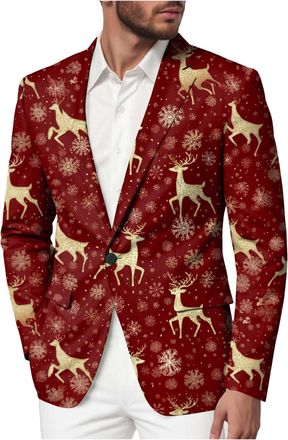 Generic Christmas Suit Jacket for Men, Jacket Ugly Christmas Blazer Jackets Xmas Festive Costume Slim Fit Single Breasted Suit Novelty Xmas Tuxedo Fashion Tre