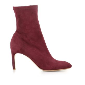 Del Carlo Heeled Boots, female, Red, Size: 8 1/2 US Suede Ankle Boot