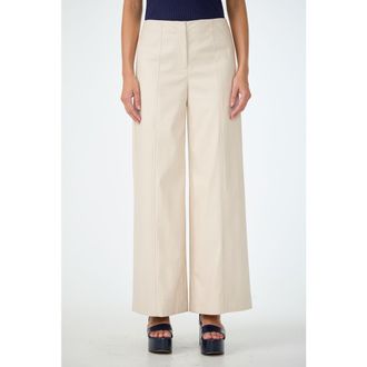 Trina Turk Parque Faux Leather Wide Leg Pant in Ecru at Nordstrom, Size 10