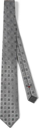 Brunello Cucinelli Silk tie with squares pattern in Light Grey at Nordstrom