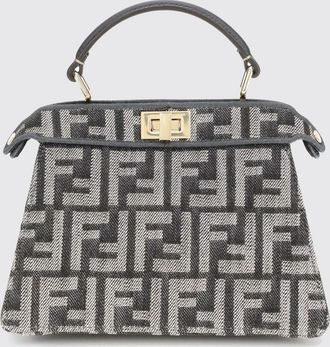 Fendi Borsa Peekaboo ISeeU Petite Fendi in denim con monogram FF jacquard