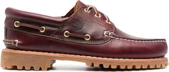 Timberland Authentieke 3-Eye Lug Handgestikte Bootschoen - Heren - Bootschoenen - Rood - 40 EU - Leer - Schoenen