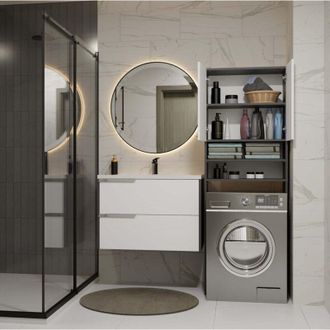 Topeshop POLA - Mobile da bagno sopra lavatrice - Antracite / Bianco