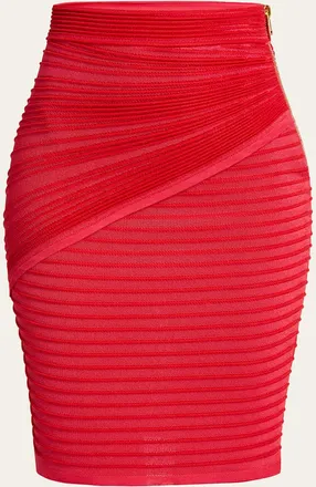 Balmain Ruched Knit Pencil Skirt