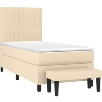 vidaXL Vidaxl - Cama Box Spring Con Colch&oacute;n Tela Color Crema 90x190 Cm