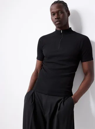 Le 31 Mens Ribbed zip-neck T-shirt Imported from Seoul