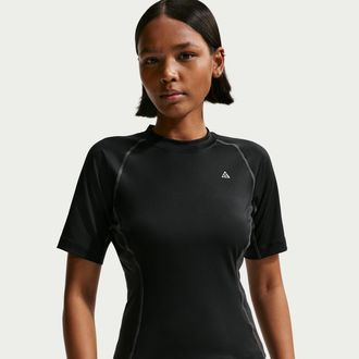 Nike Womens Nike ACG Wildsee Dri-FIT Short-Sleeve Base Layer Top in Black | IO1460-010