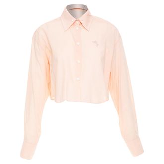 Acne Studios 2023 Pink Cropped Logo Embroidery Shirt