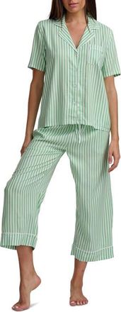 Splendid Notch Collar Pajamas in Foggreenstripe at Nordstrom, Size Medium