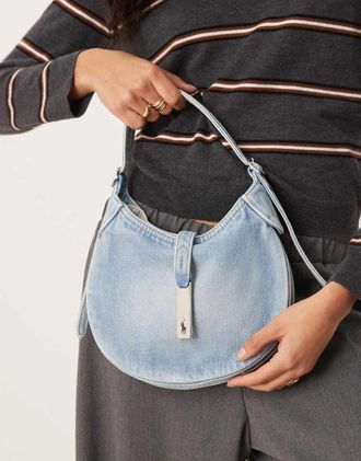 Polo Ralph Lauren ID - Borsa da spalla piccola azzurra in denim-Blu