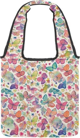 Generic Beautiful Aesthetic Butterflies Reversible Canvas Shoulder Tote - Double-Sided Print, 12oz Cotton, 27cm Drop, Fold-Flat Bag for Travel, Shopping, Stre