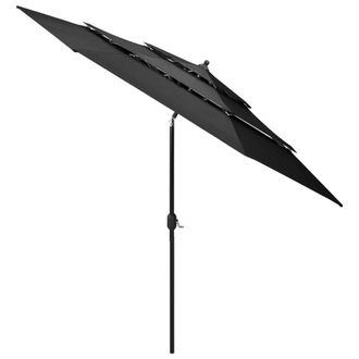 Berkfield Home 3-Tier Parasol with Aluminium Pole Anthracite 3 m in Black
