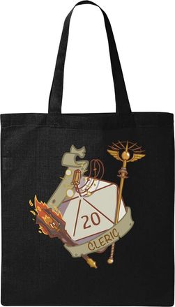 Generic Cleric D20 Roll Heal Them Up Natural Ecological Cotton Tote Bag Black