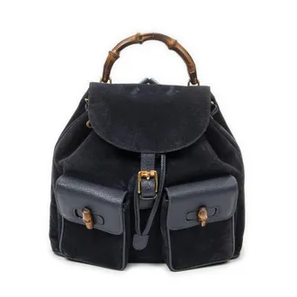 Gucci Pre-owned Womens Large Bamboo Backpack Shoulder Bag - Blue/Navy - One Size